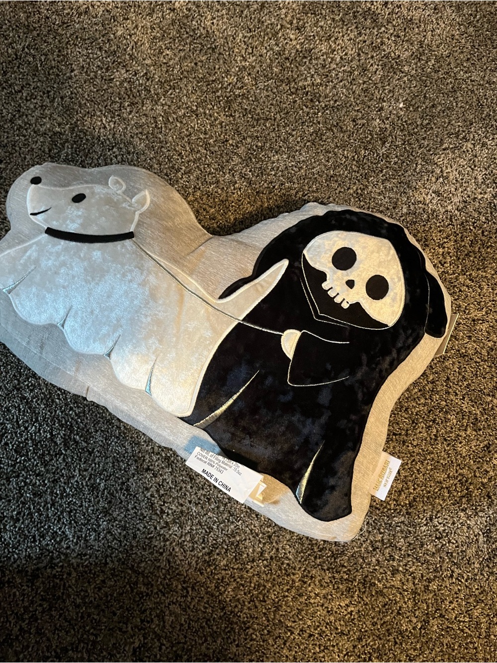 Isaac Mizrahi Halloween grim reaper walking dog pillow